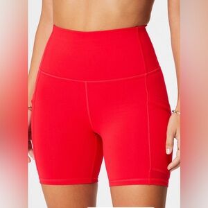 High-Waist Red Women's Fabletics Biker Shorts